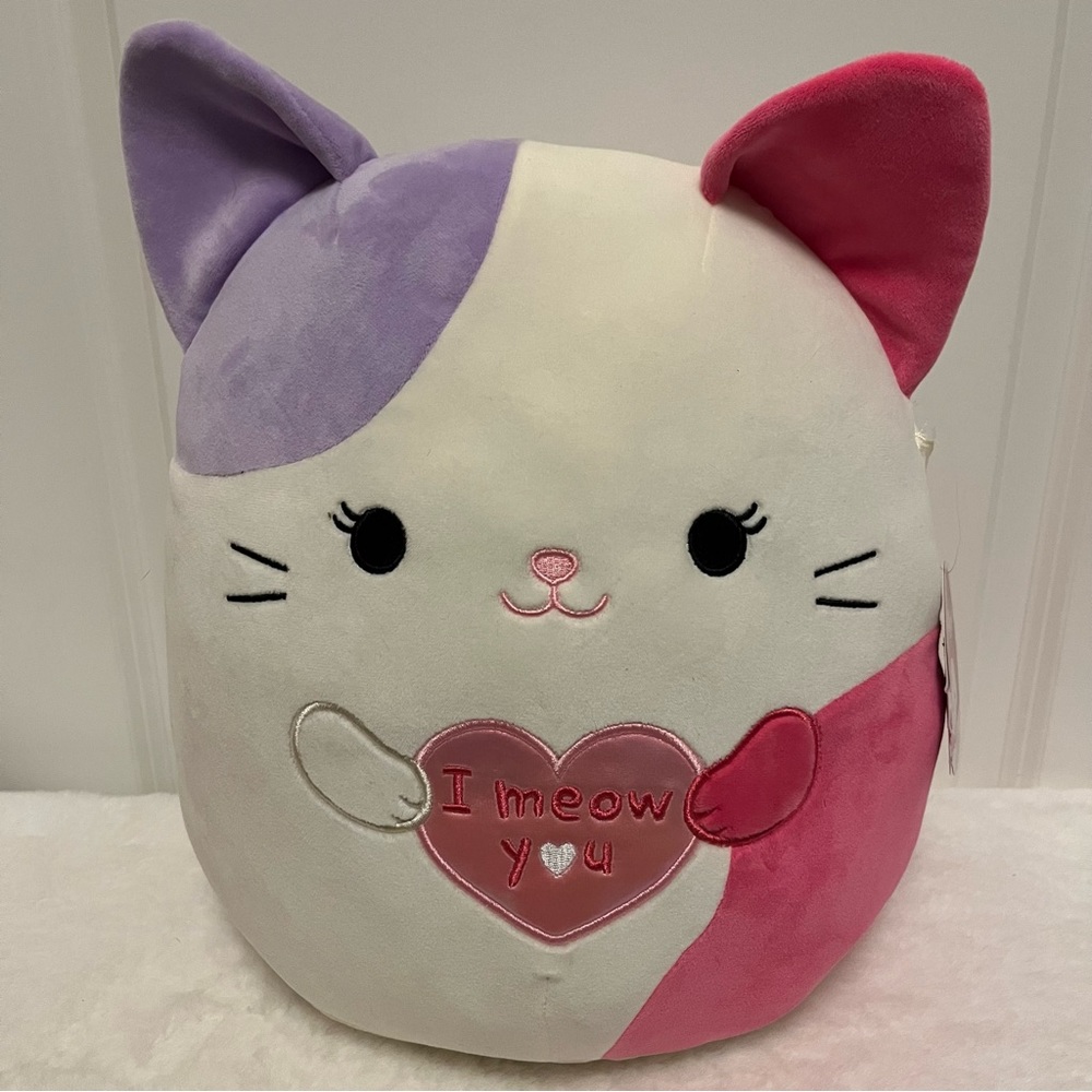 Squishmallow Tiffany Calico Cat 🐱, I Meow You, Valentine’s Day ♥️, 12” New